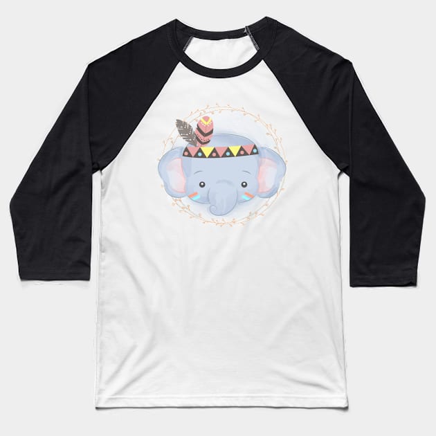 Elephant Baseball T-Shirt by O2Graphic